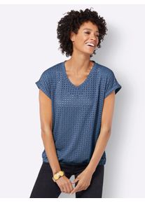Casual Looks Damen Kurzarmshirt "Shirt", blau, Gr. 36, unifarben, 97% Polyester, 3% Elasthan, Shirts