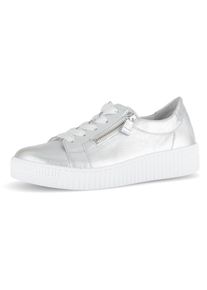 Gabor Damen Plateausneaker, Gr. 39, silber, Nappaleder, metallic, sportlich, Schuhe, Freizeitschuh, Halbschuh, Schnürschuh mit dezenten Ziernähten