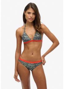 Superdry Damen Triangel-Bikini-Top "PRINT TRIANGLE BIKINI TOP"grün leaf paisley, casual, Gr. S, bedruckt, Obermaterial: 82% Polyester, 18% Elasthan,