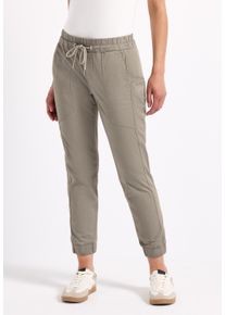 Street One Damen Stoffhosecool ivory, casual, Gr. 36, unifarben, Web, 97% Baumwolle, 3% Elasthan, Hosen, Elastikbund mit Tunnelzug