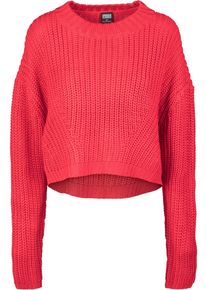 Urban Classics Damen Rundhalspullover "Urban Classics Damen Ladies Wide Oversize Sweater", rot, casual, Gr. L, unifarben, 100% Polyacryl, Pullover
