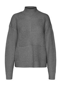 Véro Moda VERO MODA Damen Strickpullover "VMMOON LS HIGHNECK PULLOVER GA BF", grau, modisch, Gr. L, unifarben, Strick, Obermaterial: 100% Polyester, Pullover