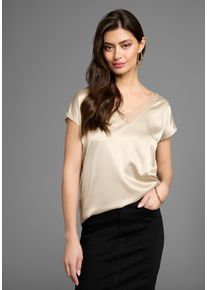 Laura Scott Damen Shirtbluse, beige, feminin, Gr. 36, unifarben, Jersey, Satin, Obermaterial: 100% Polyester. Rückenteil: 95% Viskose, 5% Elasthan,