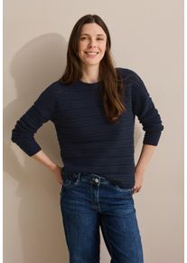 Cecil Damen Strickpullover, blau, casual, Gr. L, unifarben, Web, 60% Baumwolle, 40% Polyacryl, Pullover, im soften Baumwoll-Mix