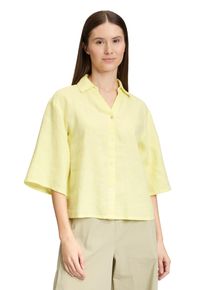 Cartoon Damen Kurzarmbluse "Cartoon Leinenbluse mit Kragen", gelb, casual, Gr. 46, Obermaterial: 100% Leinen., Blusen