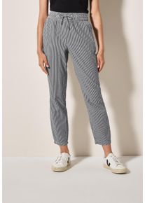 Cecil Damen Stoffhose, blau, casual, Gr. L, gestreift, Web, Stoff, 65% Baumwolle, 35% Modal, Hosen, Joggstyle