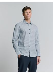 NO EXCESS Herren Langarmhemd "NO EXCESS Stretchhemd mit Print Shirt Stretch Allover Printed", blau, casual, Gr. XXL, 97% Baumwolle, 3% Elasthan,