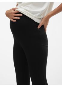 MAMALICIOUS Damen Umstandshose "MLBRYNJA FLARE JERSEY LEGGING A. NOOS", schwarz, modisch, Gr. S, unifarben, Jersey, Obermaterial: 95% Modal, 5%
