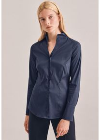 Seidensticker Damen Klassische Bluse, blau, Gr. 38, unifarben, 75% Baumwolle 22% Polyamid 3% Elastan, Blusen, Uni