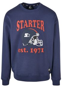 Herren Rundhalspullover "Starter Black Label Herren Starter Football Crewneck", blau, casual, Gr. M, STARTER Black Label, unifarben, 65% Baumwolle,