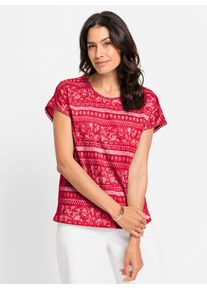 Inspirationen Damen Print-Shirt "Print-Shirt", rot, Gr. 36, gemustert, mehrfarbig, bedruckt, 100% Baumwolle, Shirts