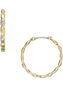 Fossil Damen Paar Creolen "Schmuck Edelstahl Ohrringe Sutton, JF04816710", Edelstahl, gold, Edelstahl, Ohrringe, mit Glasstein