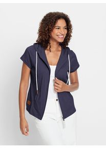 Casual Looks Damen Shirtjacke "Sweatjacke", blau, Gr. 38, unifarben, 100% Baumwolle, Shirts