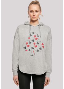 F4NT4STIC Damen Kapuzenpullover "Kartenspiel Kreuz Herz Karo Pik Poker", grau, casual, Gr. S, Obermaterial: 100% Baumwolle, Pullover, Print