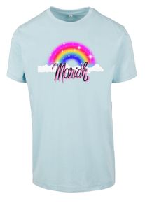 Merchcode Herren Kurzarmshirt "Merchcode Damen Ladies Mariah Rainbow Tee", blau, casual, Gr. S, unifarben, 100% Baumwolle, Shirts