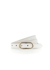 Tamaris Damen Ledergürtel, weiß, casual,feminin,modisch, Gr. 95, unifarben, Rindsleder, Gürtel, Schmale Schließe, leicht genarbte Oberfläche, 2 cm