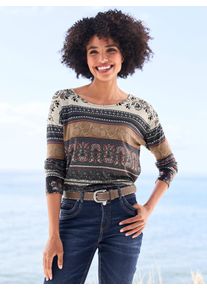 Heine Damen T-Shirt "Druck-Shirt", braun, Gr. 44, gemustert, mehrfarbig, Paisley, 95% Viskose, 5% Elasthan, Shirts