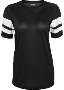 Urban Classics Herren T-Shirt "Urban Classics Damen Ladies Stripe Mesh Tee", schwarz-weiß, casual, Gr. S, gestreift, 100% Polyester, Shirts