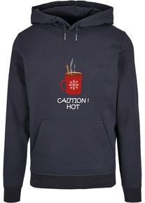 Merchcode Herren Kapuzensweatshirt "Merchcode Herren Caution Hot Basic Hoody", blau, Gr. L, bedruckt, 50% Baumwolle, 50% Polyester, Sweatshirts