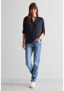 Cecil Damen Langarmbluse, blau, casual, Gr. XXL, unifarben, Stoff, 100% Viskose, Blusen, aus softer Viskose