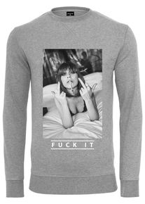 MisterTee Herren Rundhalspullover "MisterTee Herren Fuck It 2.0 Crewneck", grau, casual, Gr. L, unifarben, 100% Baumwolle, Pullover
