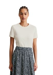 Marc O'Polo Damen T-Shirt "aus Eyelet-Single-Jersey", weiß, Gr. XXL, MARC O'POLO DENIM, unifarben, Obermaterial: 100% Baumwolle, Shirts