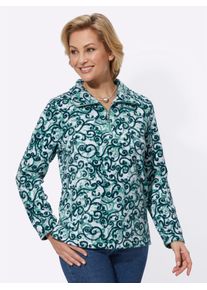 Classic Basics Damen Fleeceshirt "Fleece-Shirt", grün, Gr. 38, gemustert, mehrfarbig, 100% Polyester, Shirts
