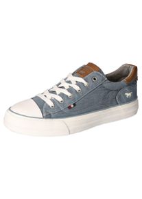 Mustang Shoes Damen Sneaker, Gr. 41, blau, Textil, Lederimitat, sportlich, Schuhe, Freizeitschuh, Halbschuh, Schnürschuh, mit Gummikappe