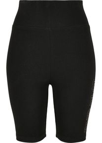 Urban Classics Damen Stoffhose "Urban Classics Frauen Ladies High Waist Branded Cycle Shorts", schwarz, Gr. XS, unifarben, 95% Baumwolle, 5%