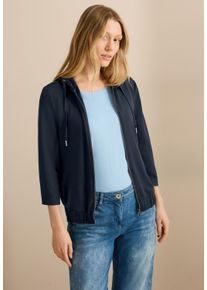 Cecil Damen Kurzjacke, blau, casual, Gr. XS, unifarben, Stoff, 48% Polyester, 46% Viskose, 6% Elasthan, Jacken, mit 3/4 Ärmeln