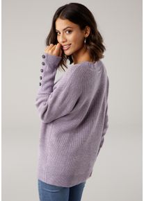 Laura Scott Damen Strickpullover, lila, casual, Gr. 34, meliert, unifarben, Grobstrick, Obermaterial: 60% Polyacryl, 40% Baumwolle, Pullover, mit