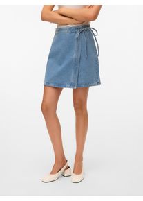 Véro Moda VERO MODA Damen Jeansrock "VMLIZA MR SHORT DENIM WRAP SKIRT GA NOOS", blau, modisch, Gr. XS, unifarben, Denim/Jeans, Obermaterial: 80% Baumwolle, 20%