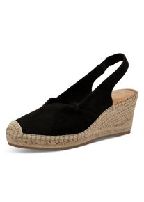 Tamaris Damen Slingpumps, Gr. 41, schwarz, Textil, modisch, Schuhe, Keilabsatz, Plateau, Sandale, Sommerschuh, in schmaler Form