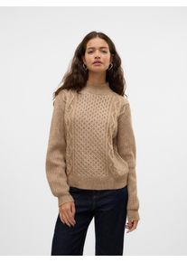 Véro Moda VERO MODA Damen Stehkragenpullover "VMUNIVERSE LS HIGHNECK PULLOVER GA BF", braun, modisch, Gr. L, meliert, Strick, Obermaterial: 77% Polyester, 23%