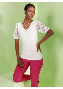 CRÉATION L CREATION L Damen Kurzarmshirt "Shirt", beige, Gr. 36, unifarben, 95% Viskose, 5% Elasthan, Shirts