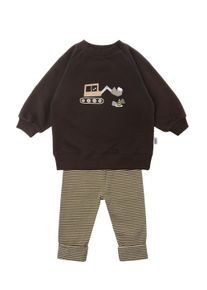 Liliput Kinder Sweatanzug "Bagger", braun, Gr. 74, bedruckt, 80% Baumwolle, 20% Polyester, Sportanzüge, bestehend aus Leggings und Sweatshirt