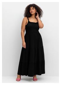 sheego Damen Sommerkleid "Große Größen", schwarz, klassisch, Gr. 44, unifarben, Obermaterial: 95% Viskose (LENZING ECOVERO), 5% Elasthan, Kleider,