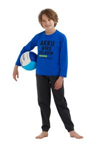 Buffalo Kinder Pyjama, Gr. 122, grau, Jersey, Obermaterial: 100% Baumwolle, bedruckt, Basic, Homewear-Sets, Schlafanzug mit Spruch Akku wird geladen