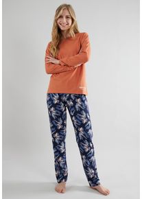 Tom Tailor Damen Pyjama "Manila", Gr. 36, blau, Single Jersey, Obermaterial: 95% Baumwolle, 5% Elasthan, gemustert, unifarben, casual, Homewear-Sets,