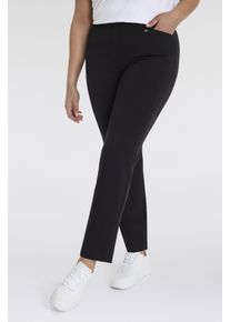 KjBRAND Damen Stoffhose "Hose Bea in Bi-Stretch Kammgarnoptik mit Bügelfalte", schwarz, feminin, Gr. 46, Web, Obermaterial: 63% Polyester, 35%