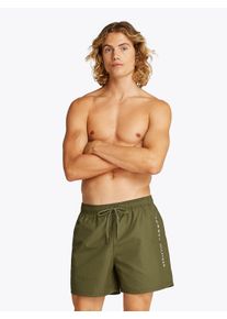 Herren Badeshorts "MEDIUM DRAWSTRING", grün, casual, Gr. L, Tommy Hilfiger Swimwear, unifarben, Polyester, Badehosen, mit Logostickerei an der Hüfte