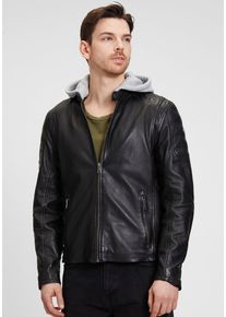 Mauritius Herren Lederjacke "Rylo LAKEV", schwarz, modisch, Gr. M, unifarben, kontrastfarbene Details, Obermaterial: 100% Schafsleder. Futter: 100%