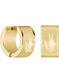 Lacoste Herren Paar Creolen "BACKHAND, 2040435, 2040436", Edelstahl, gold, Edelstahl, Ohrringe