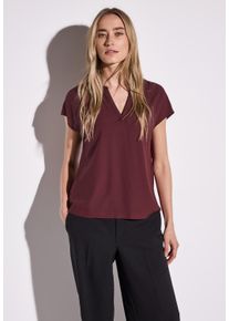 Street One Damen Hemdbluse, rot, casual, Gr. 36, unifarben, Stoff, 100% Viskose, Blusen, aus softer Viskose