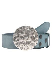 Damen Ledergürtel, blau, casual,modisch, Gr. 90, RETTUNGSRING BY SHOWROOM 019, unifarben, Leder, Gürtel, mit austauschbarer Schließe »Vollmond Silber«