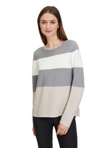 Betty Barclay Damen Strickpullover "Betty Barclay Feinstrickpullover mit Color Blocking", grau, casual, Gr. 46, Strick, Obermaterial: 50% Baumwolle,
