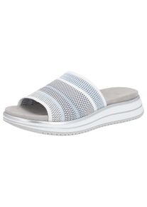 Remonte Damen Pantolette, Gr. 43, blau, Textil, gestreift, sportlich, Schuhe, Keilabsatz, Sommerschuh, Schlappen mit praktischem Elastikeinfass