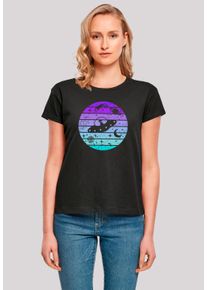 F4NT4STIC Damen T-Shirt "Retro Alien Weltraum Sonnenuntergang", schwarz, casual, Gr. M, Obermaterial: 100% Baumwolle, Shirts, Premium Qualität