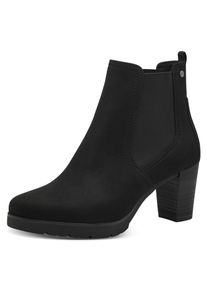Tamaris Damen Stiefelette, Gr. 40, schwarz, Textil, Elastischer Einsatz, unifarben, Veloursleder, klassisch, Schuhe, mit Stretcheinsatz
