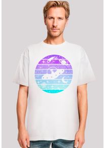 F4NT4STIC Herren T-Shirt "Retro Alien Weltraum Sonnenuntergang", weiß, casual, Gr. 4XL, Obermaterial: 100% Baumwolle, Shirts, Premium Qualität